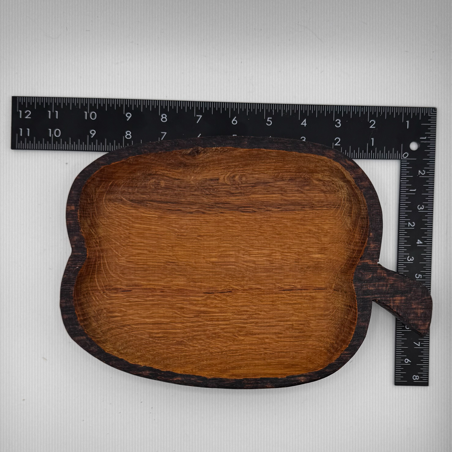 Wooden Apple-shape Platter, pyrography accent