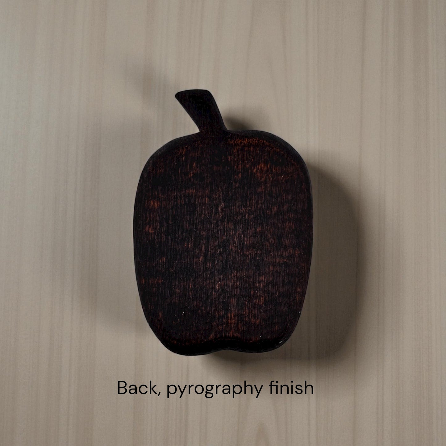 Wooden Apple-shape Platter, pyrography accent